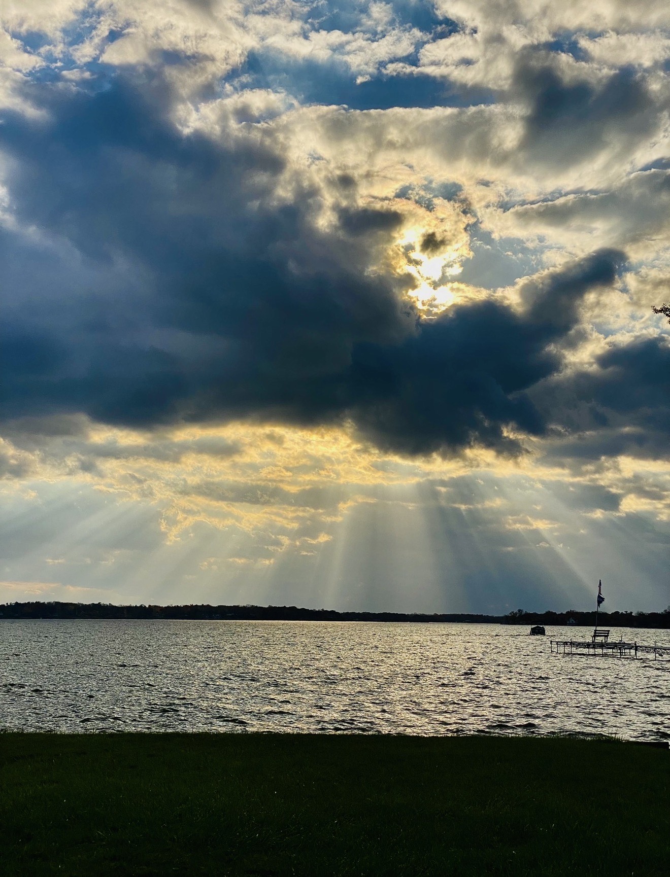 Sun rays over Cass Lake